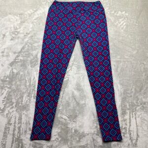 LuLaRoe Leggings Geometric Print Pink Teal Fits 32" Grunge‎ Boho Preppy